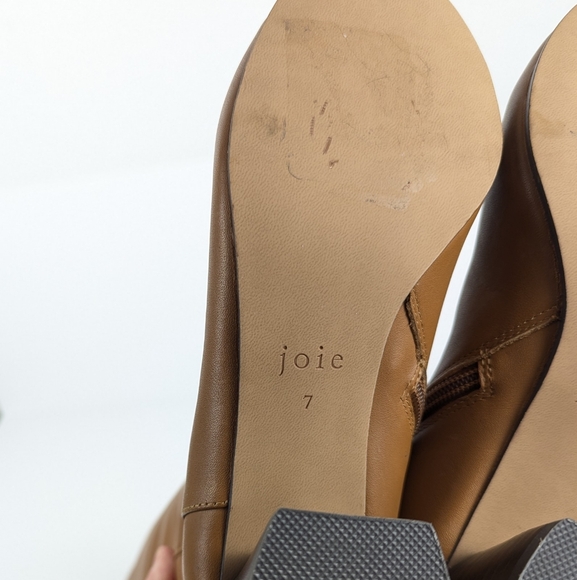 Joie Racquel Natural Tan Leather Zip Up Tall Heeled Boots Size 7 - Picture 7 of 9